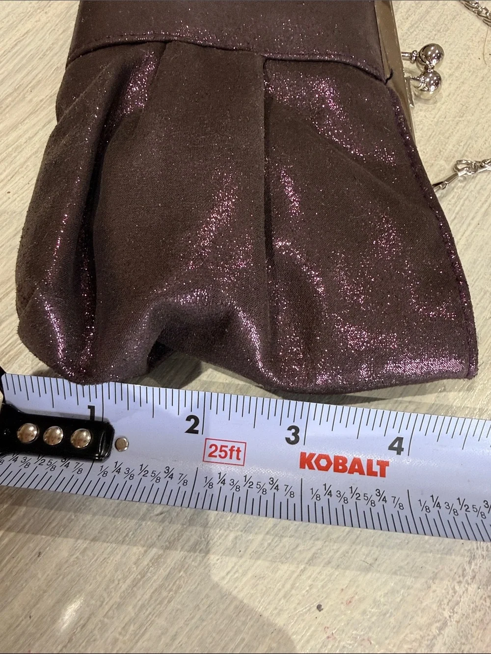 Vintage Metallic Plum Evening Clutch with Chain Strap